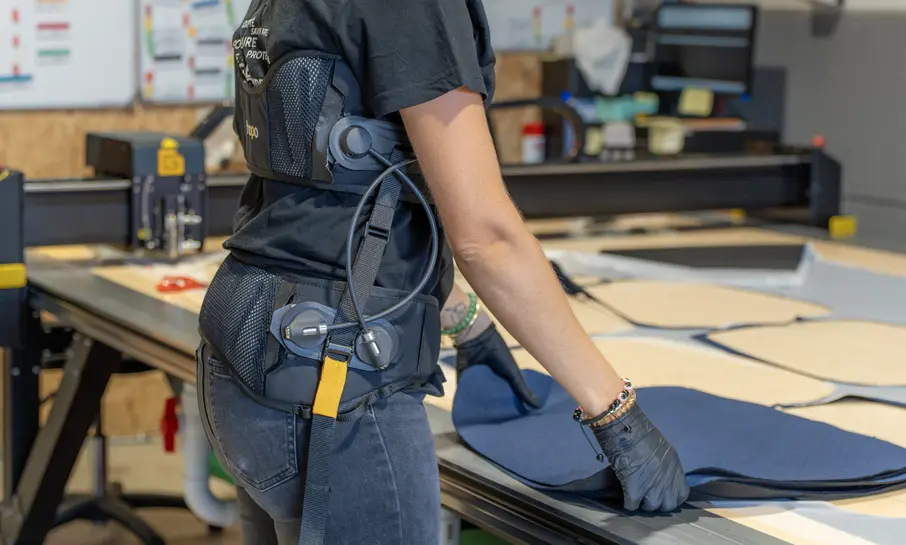 Worker using product